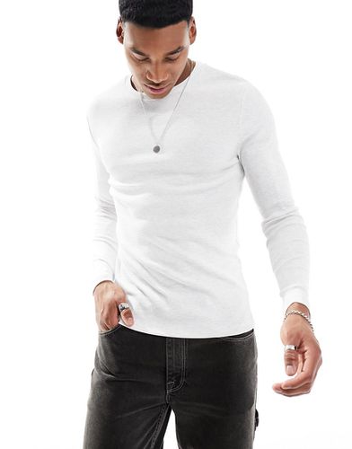 T-shirt côtelé près du corps à manches longues - Grège chiné - Asos Design - Modalova