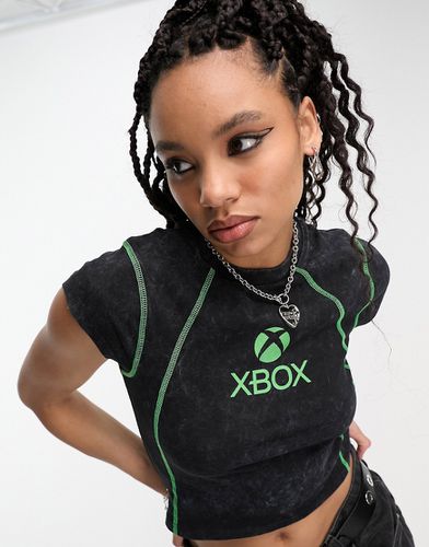 T-shirt coupe courte ajustée à motif Xbox sous licence - Noir - Asos Design - Modalova