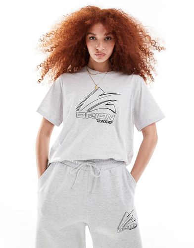 T-shirt coupe classique d'ensemble avec logo style sport - Givre chiné - Asos Design - Modalova
