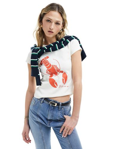 T-shirt court à motif homard - Crème - Asos Design - Modalova