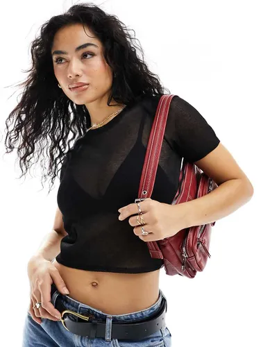 T-shirt crop top en maille transparente - Asos Design - Modalova