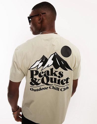 T-shirt décontracté avec imprimé montagne au dos - Beige - Asos Design - Modalova