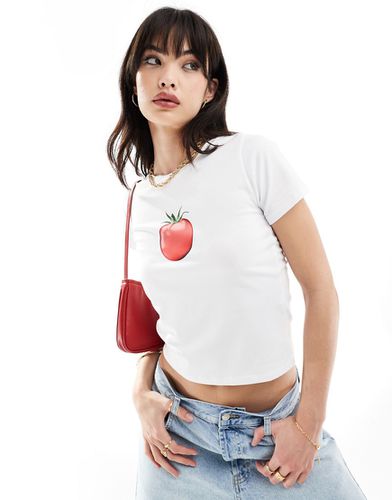 T-shirt effet rétréci à imprimé tomate - Asos Design - Modalova