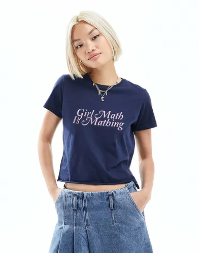T-shirt effet rétréci avec motif Girl Math is Mathing - Asos Design - Modalova