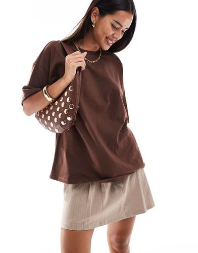 T-shirt épais coupe carrée oversize - Chocolat - Asos Design - Modalova