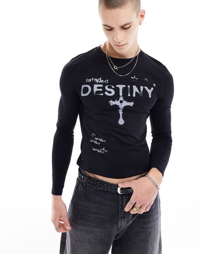 T-shirt moulant à manches longues avec inscription Destiny sur la poitrine - Asos Design - Modalova