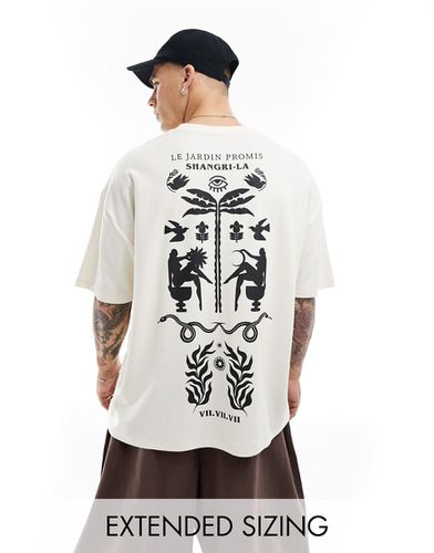 T-shirt oversize texturé avec imprimé céleste au dos - Blanc cassé - Asos Design - Modalova