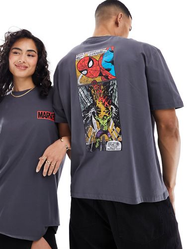 T-shirt oversize unisexe avec motifs bande dessinée Marvel sous licence - Anthracite - Asos Design - Modalova