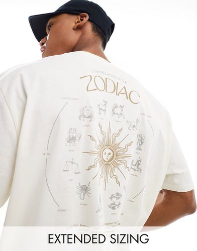 T-shirt oversize à imprimé céleste Zodiac au dos - Beige - Asos Design - Modalova