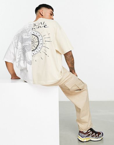 T-shirt oversize à imprimé céleste au dos - Beige color block - Asos Design - Modalova