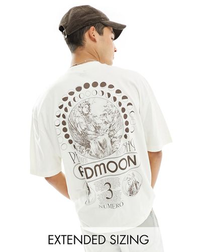 T-shirt oversize à imprimé céleste au dos - Beige - Asos Design - Modalova
