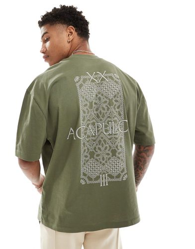 T-shirt oversize à imprimé au dos - Vert olive - Asos Design - Modalova