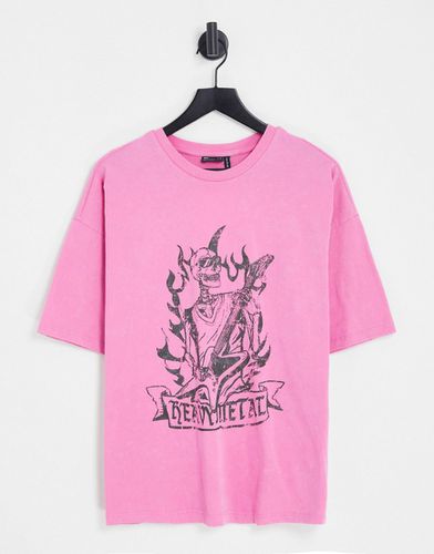T-shirt oversize à imprimé graphique squelette style rock et imprimé Heavy Metal - Asos Design - Modalova