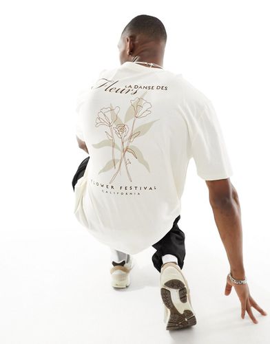 T-shirt oversize à imprimé fleuri au dos - Blanc - Asos Design - Modalova