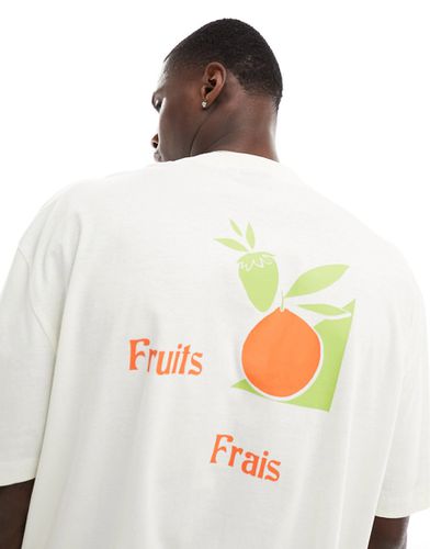 T-shirt oversize à imprimé fruit au dos - Blanc cassé - Asos Design - Modalova