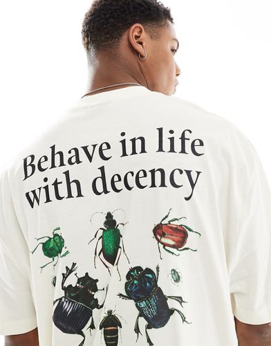 T-shirt oversize à imprimé insectes au dos - Blanc cassé - Asos Design - Modalova