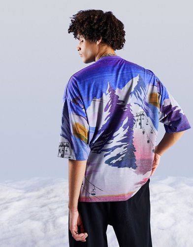 T-shirt oversize à imprimé montagne sur l'ensemble - Asos Design - Modalova
