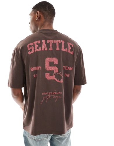 T-shirt oversize à imprimé Seattle style sport au dos - Marron - Asos Design - Modalova