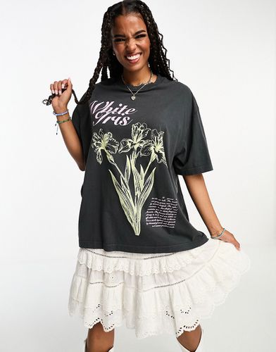 T-shirt oversize à imprimé White Iris - Anthracite délavé - Asos Design - Modalova