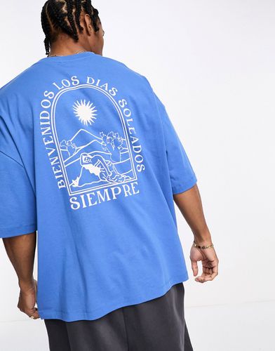 T-shirt oversize avec coucher de soleil esquissé au dos - Asos Design - Modalova