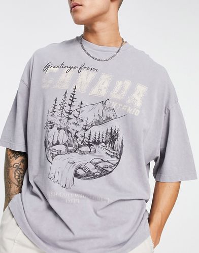 T-shirt oversize avec imprimé Canada vintage à l'avant - Gris délavé - Asos Design - Modalova