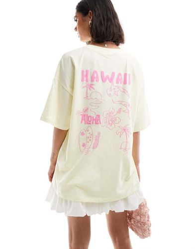 T-shirt oversize avec imprimé Hawaii - citron - Asos Design - Modalova