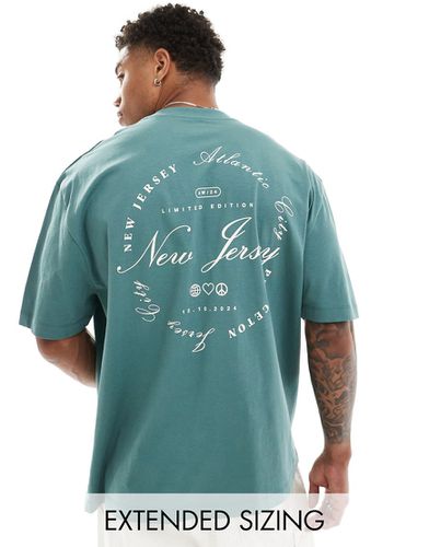 T-shirt oversize avec imprimé New Jersey au dos - Bleu sarcelle - Asos Design - Modalova