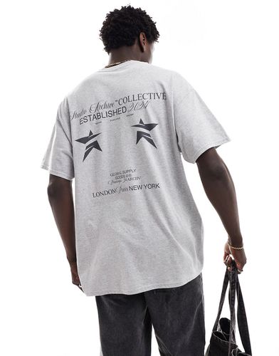 T-shirt oversize avec imprimé sur la poitrine et au dos - chiné - Asos Design - Modalova