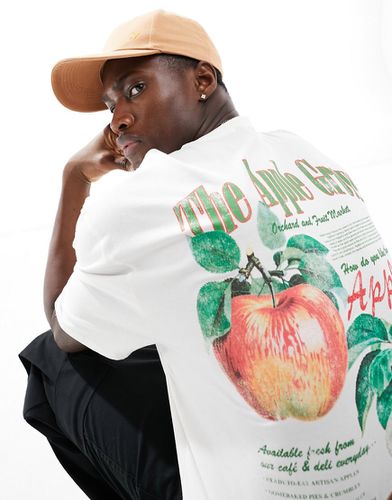 T-shirt oversize avec imprimé pomme dans le dos - Blanc cassé - Asos Design - Modalova