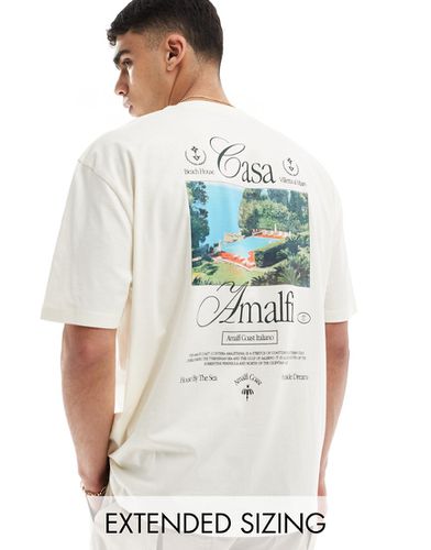 T-shirt oversize avec imprimé paysage dans le dos - Blanc cassé - Asos Design - Modalova