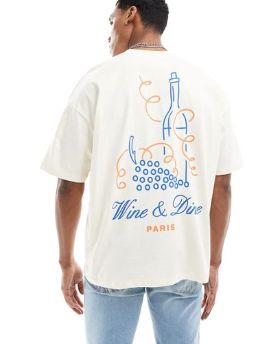 T-shirt oversize avec imprimé Paris au dos - Blanc cassé - Asos Design - Modalova