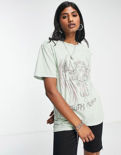 T-shirt oversize avec imprimé rock graphique - Sauge - Asos Design - Modalova