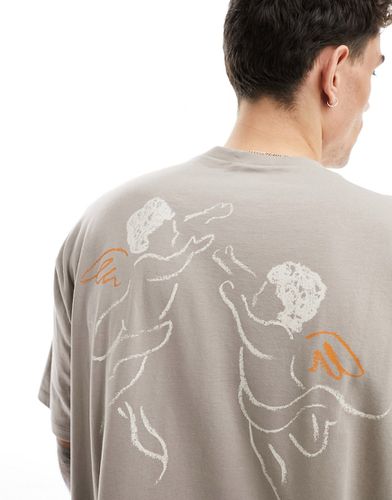 T-shirt oversize avec imprimé renaissance esquissé au dos - Marron - Asos Design - Modalova