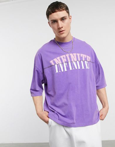 T-shirt oversize avec inscription sur le devant et coutures apparentes - délavé - PURPLE - Asos Design - Modalova