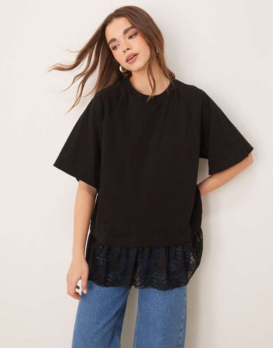 T-shirt oversize bordé de dentelle - Asos Design - Modalova