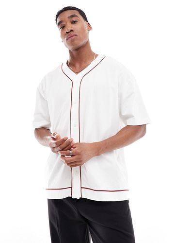T-shirt oversize boutonné à liserés contrastants style baseball - Asos Design - Modalova