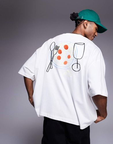 T-shirt oversize coupe carre avec motif nourriture brod - Asos Design - Modalova