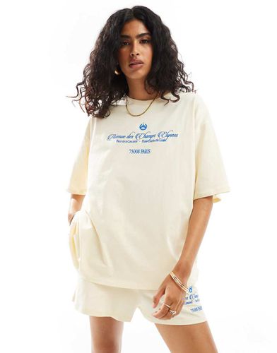 T-shirt oversize d'ensemble avec motif Champs Élysées - Asos Design - Modalova