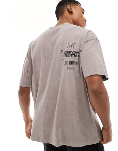 T-shirt oversize épais à inscription NYC - Marron délavé - Asos Design - Modalova