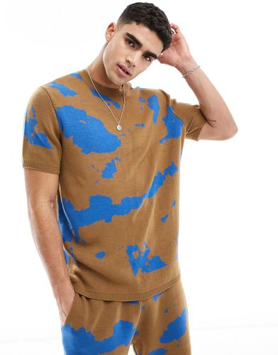 T-shirt ras de cou décontracté d'ensemble en maille effet tie-dye effet décontracté - Marron - Asos Design - Modalova