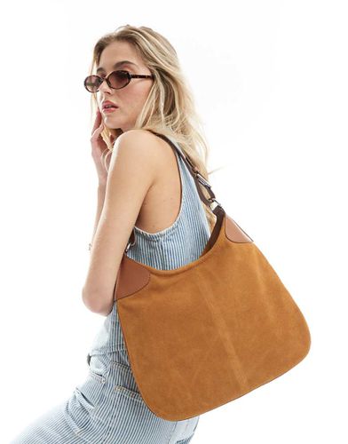 Tote bag à double soufflet en daim et en cuir - Fauve - Asos Design - Modalova