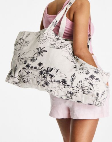 Tote bag oversize en coton à imprimé paysage - Naturel - Asos Design - Modalova