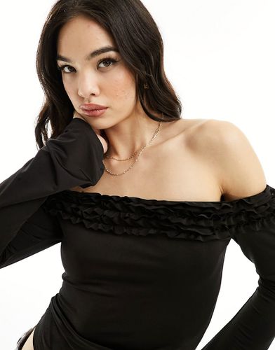 Top à volants avec encolure Bardot - Asos Design - Modalova