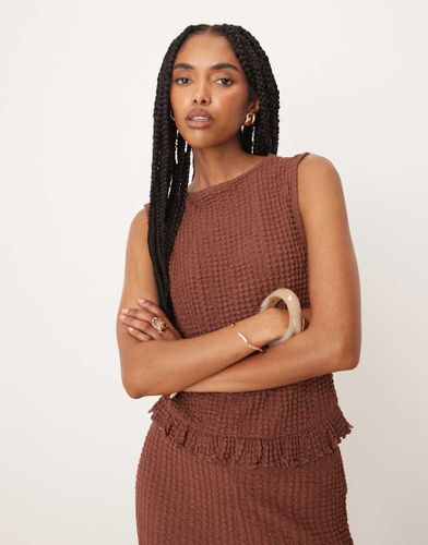 Top d'ensemble textur coupe carre  encolure bateau et ourlet  volants - Asos Design - Modalova