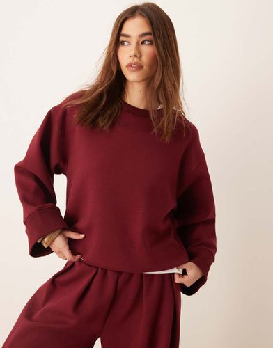 Top d'ensemble oversize en maille interlock avec col ras de cou - Bordeaux - Asos Design - Modalova