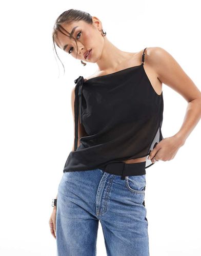 Top en mousseline à col bénitier asymétrique - Asos Design - Modalova