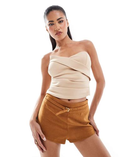 Top façon corset structuré en néoprène - Taupe - Asos Design - Modalova