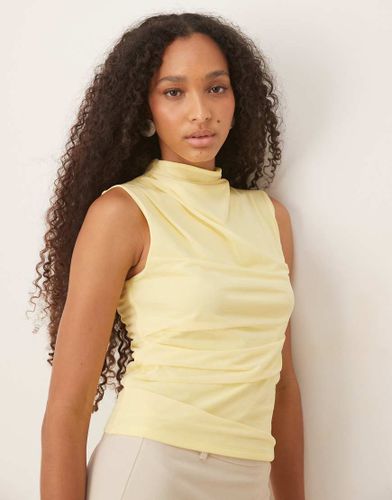 Top fronc semi-transparent  col montant - beurre - Asos Design - Modalova