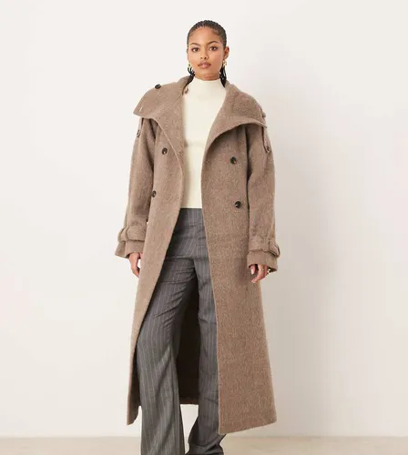 ASOS DESIGN Tall - Trench-coat en maille brossée à col cheminée - Champignon - Asos Tall - Modalova