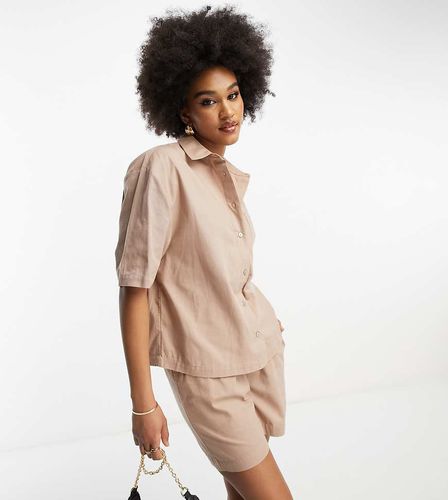 ASOS DESIGN Tall - Chemise d'ensemble coupe carrée en lin - Taupe - Asos Tall - Modalova